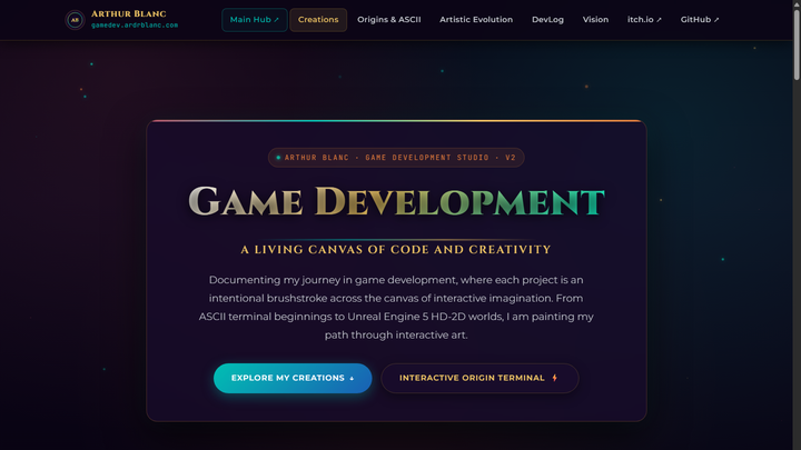 Preview of Game Development website